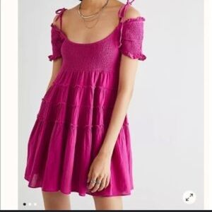 Free People Magenta Ruffled Top